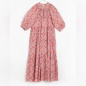 Matta NY Pink Katia Diu Peasant Boho Cotton Dress Size L